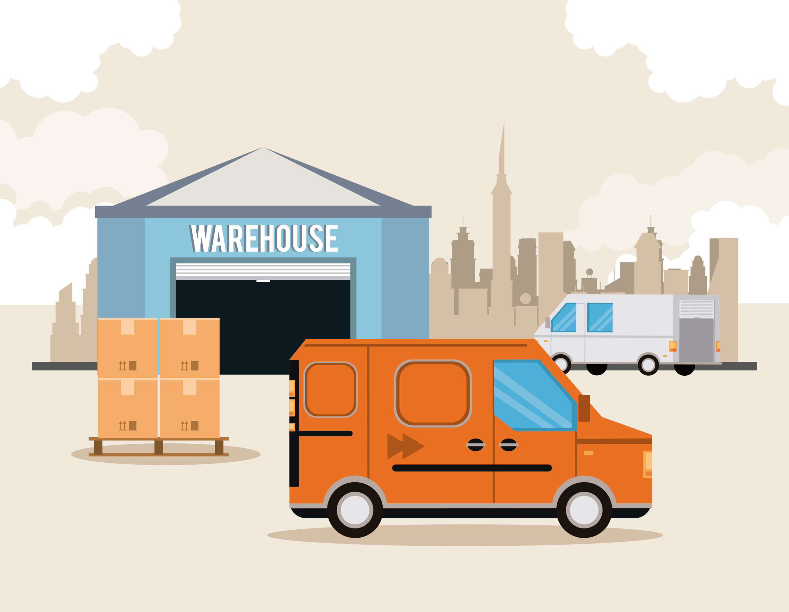 transportation merchandise logistic cargo cartoon